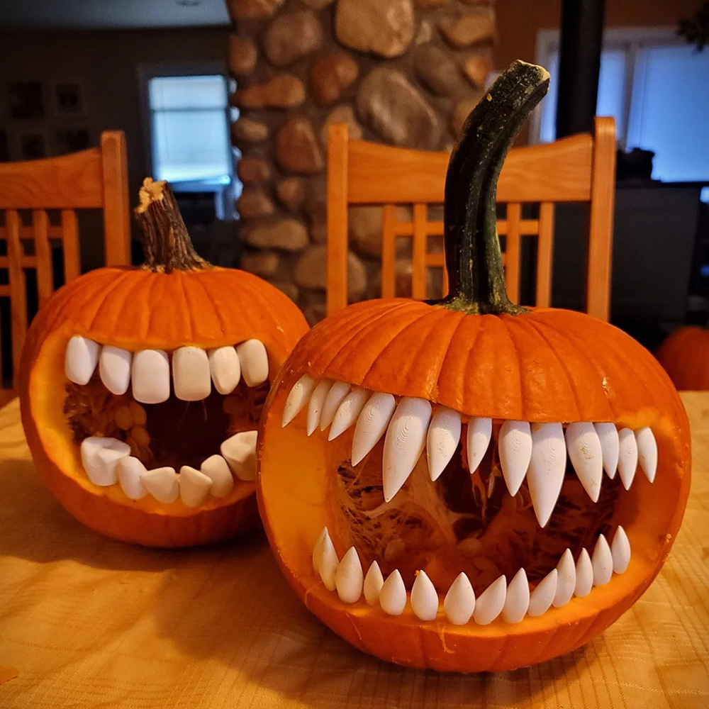 3D Printing Dental - 3D Printed Pumpkin Teeth Kit Halloween