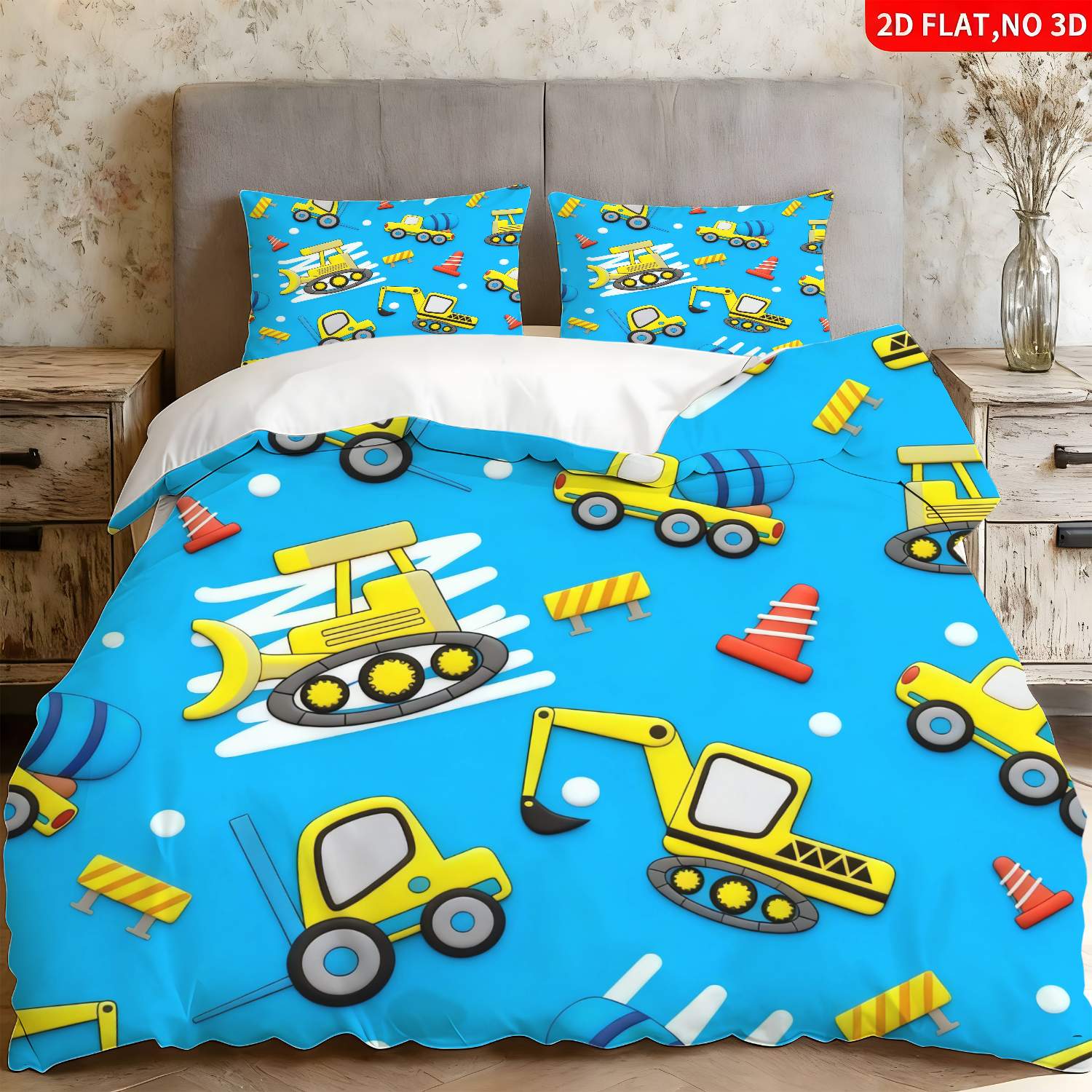 3D Printing Excavator - Cartoon Tractor Duvet Cover Twin for